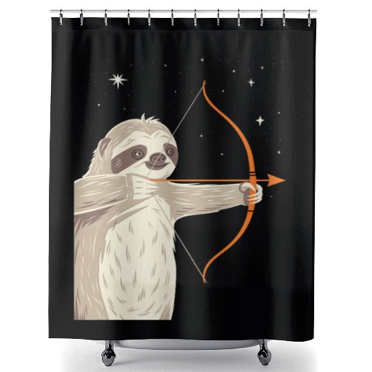 Sagittarius Zodiac Sloth Archer in the Stars Shower Curtains