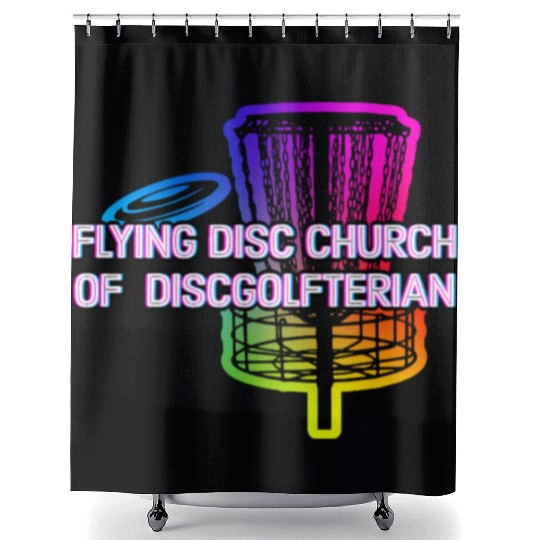 Flying Disc Church Funny Disc Golf Humor Golfer Shower Curtains
