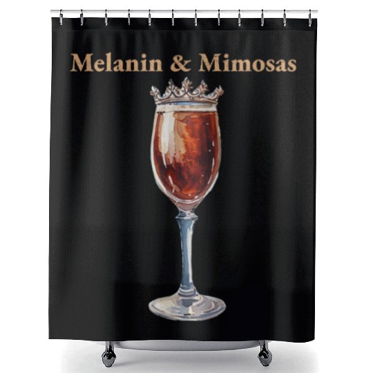Melanin & Mimosas – Royal Brunch Vibes for Queens Shower Curtains