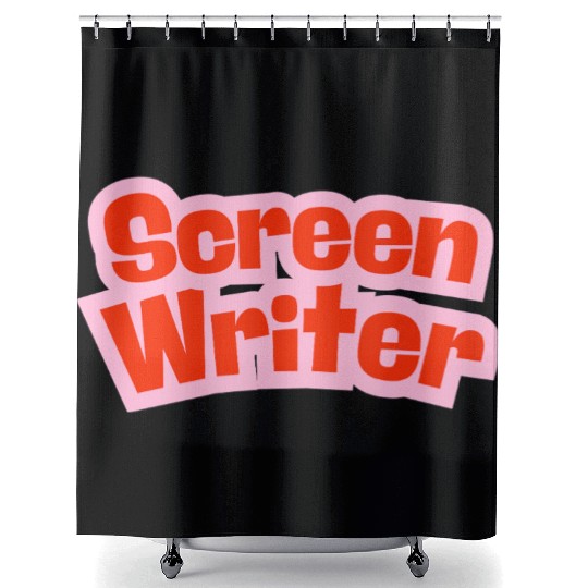 Screen Writer Red Text with Pink Border Shower Curtains