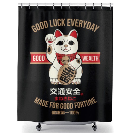 Maneki-neko (Lucky Cat) Shower Curtains