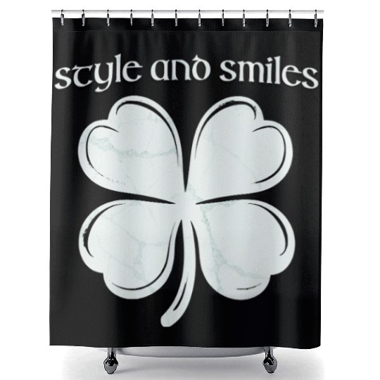Style and Smiles Large Clover Graphic and Text Shower Curtains