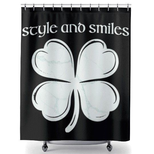 Style and Smiles Large Clover Graphic and Text Shower Curtains