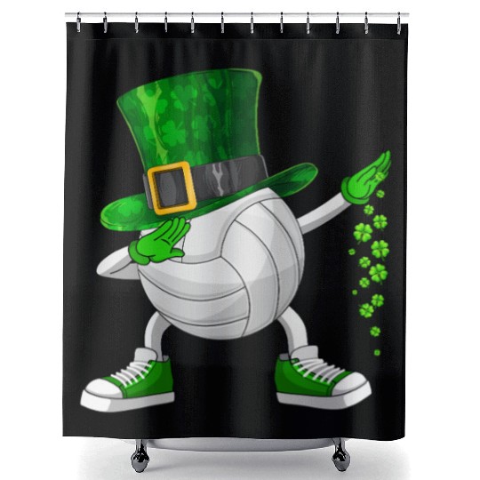 Funny Dabbing Shamrock Volleyball St Patrick's Day Shower Curtains