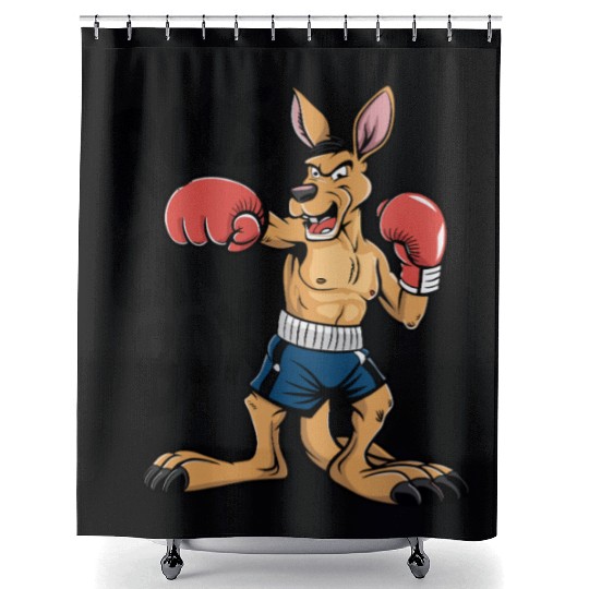 Roos Can Box Kangaroo Boxing Fun for Kangaroo Shower Curtains