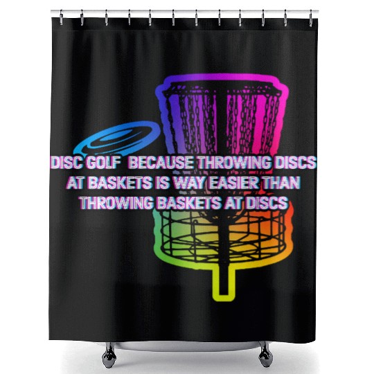 Throwing Discs at Baskets Sports Disc Golf Games Shower Curtains