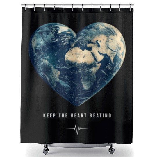 Keep the Heart Beating Earth Day Earth Environment Shower Curtains