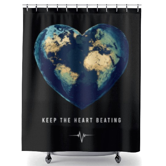 Keep the Heart Beating Earth Earth Day Environment Shower Curtains
