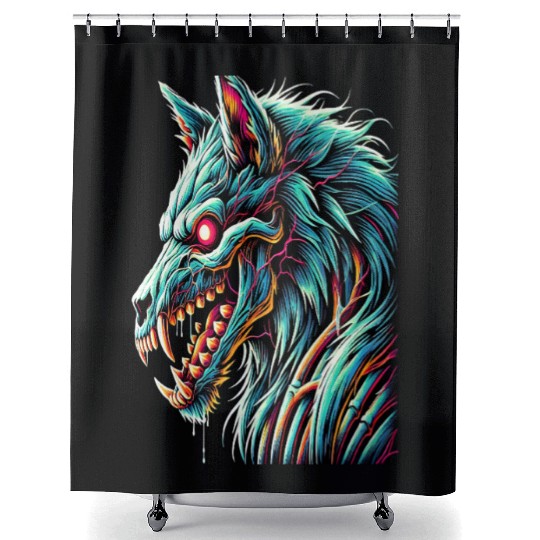 7D2D Inspired Neon Zombie Direwolf Shower Curtains