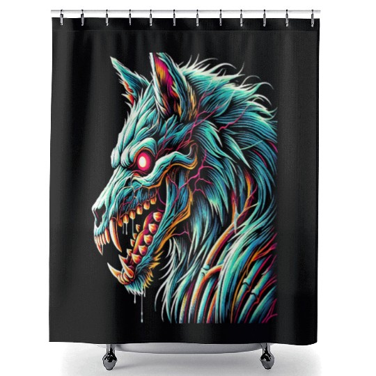 7D2D Inspired Neon Zombie Direwolf Shower Curtains