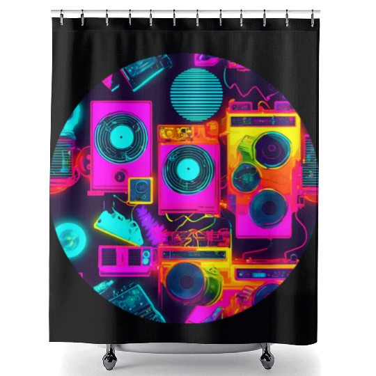 Vintage 80s party old school Shower Curtains