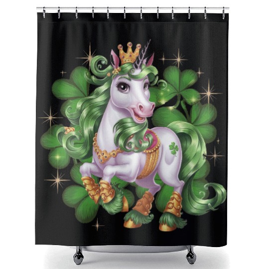 St. Patrick's Day Unicorn Funny Lucky Unicorn Shower Curtains