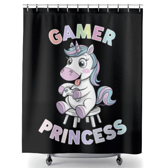 Gamer Princess Unicorn Magic for Gaming Shower Curtains
