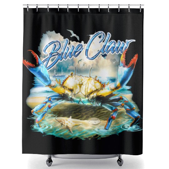 Bass Fishing Blue Claw Crab Shower Curtains