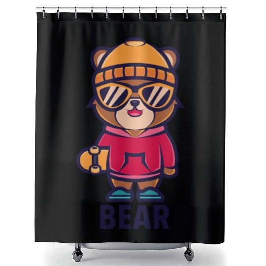 Cool Skater Bear - Streetwear Style Shower Curtains