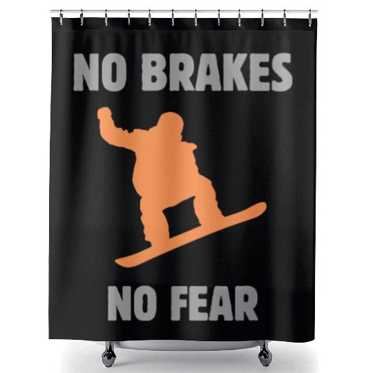 NO BRAKES snowboarding Shower Curtains