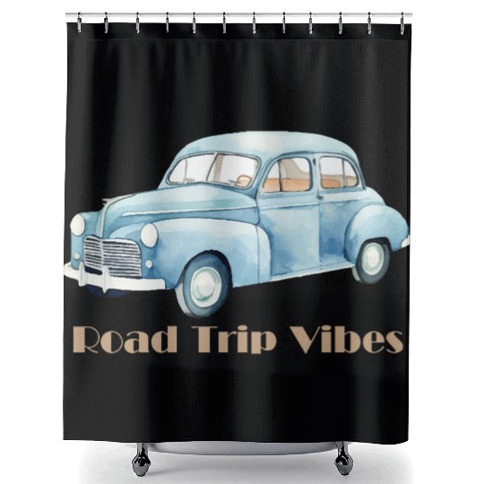 “Road Trip Vibes – Adventure on the Open Road” Shower Curtains