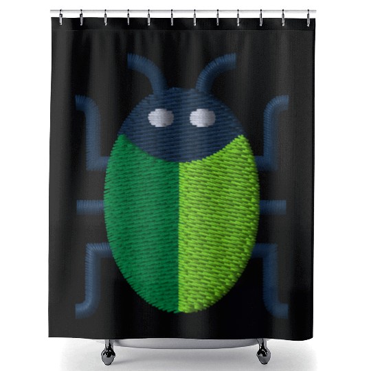 Green bug embroidered Shower Curtains