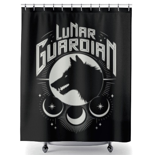 Lunar Guardian Celestial Wolf Moon Phases Shower Curtains