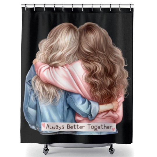 Always Better Together Best Friends BFF Friendship Shower Curtains
