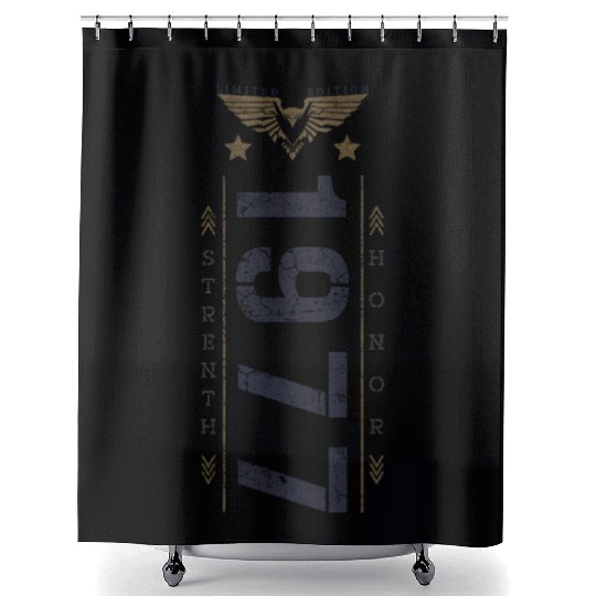 Limited Edition 1977 Birthday Strength and Honor Shower Curtains