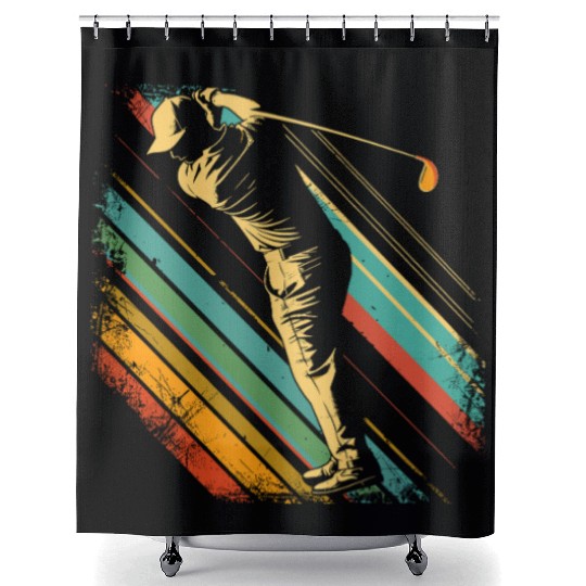 Golf Player 80s Look Shower Curtains