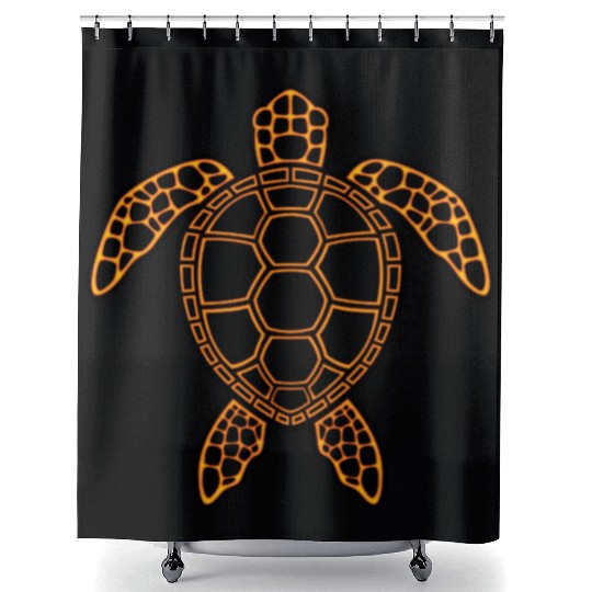 Neon Lava Sea Turtle Design Shower Curtains