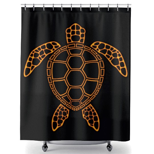 Neon Lava Sea Turtle Design Shower Curtains