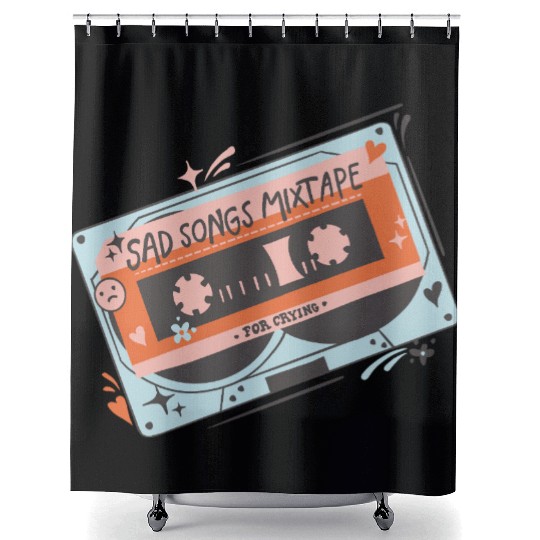 Vintage Sad Songs Mixtape Design Shower Curtains