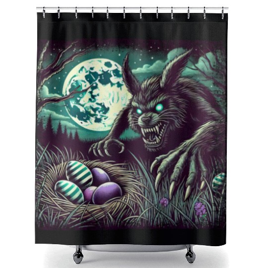 Creepy Werewolf Easter Bunny Nightmare Shower Curtains