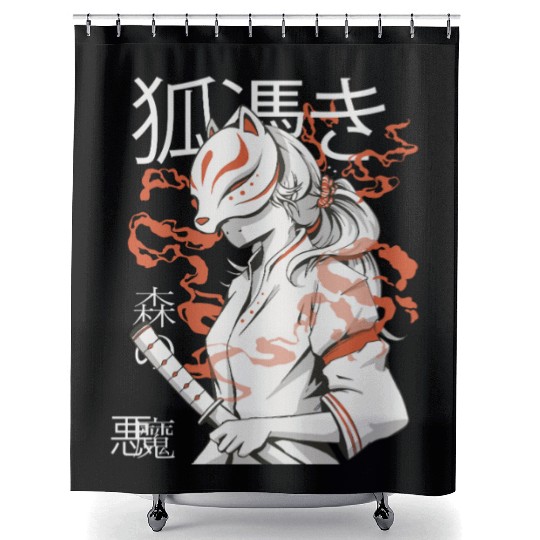 Kitsune Warrior Spirit Shower Curtains