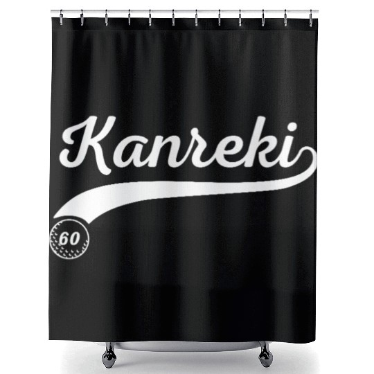 Kanreki 60th Birthday Japanese with Golf Ball Shower Curtains