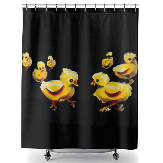 Panic of chickens Shower Curtains