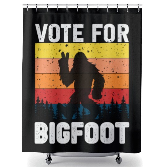 Vote For Bigfoot Funny Retro Graphic Novelty Shower Curtains