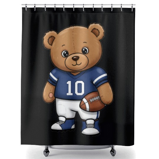 Teddy bear football player Shower Curtains