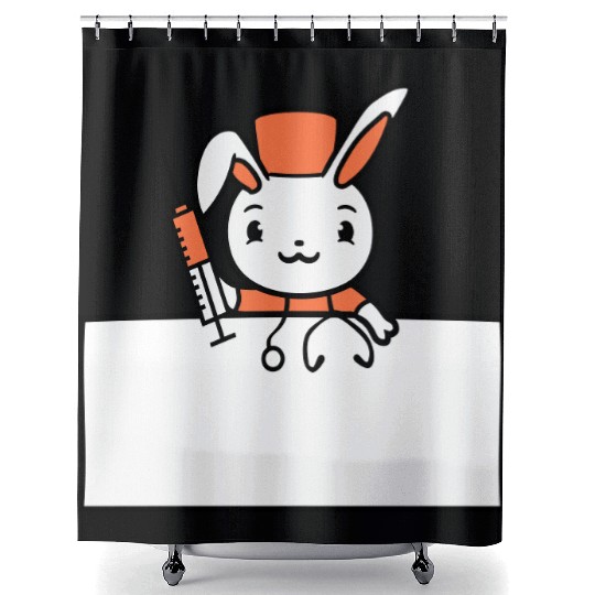 Rabbit Doctor Syringe Nurse Hospital Helping Heal Shower Curtains