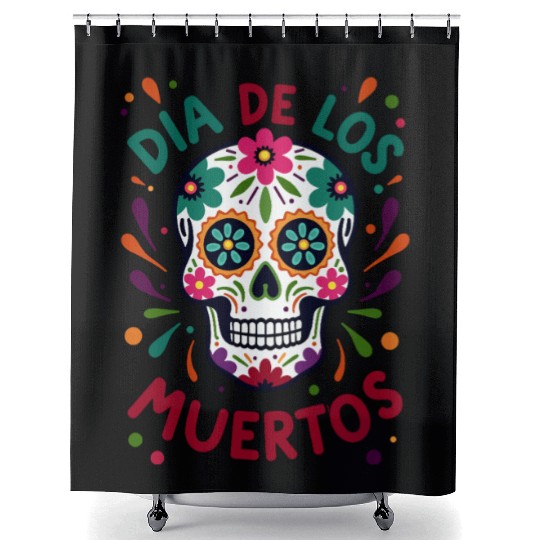 Mexico Día de los Muertos Skull Shower Curtains