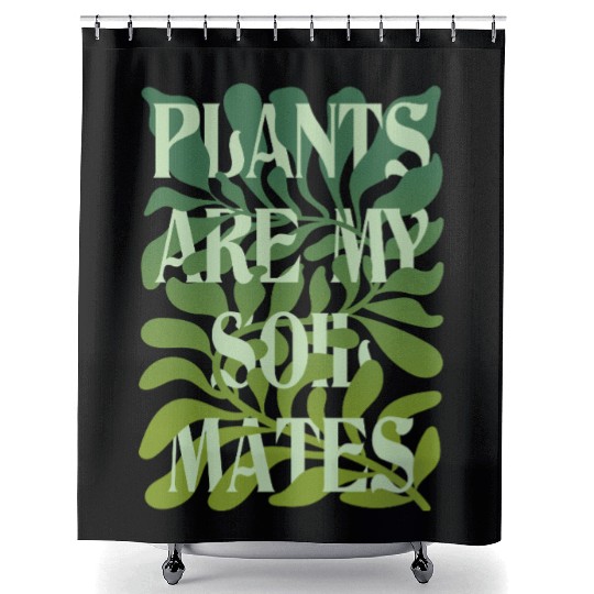 Plants Are My Soulmates – Deep Green Leaf Print Shower Curtains