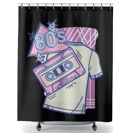 Retro Neon Aesthetic – 80s & 90s Vintage Shower Curtains