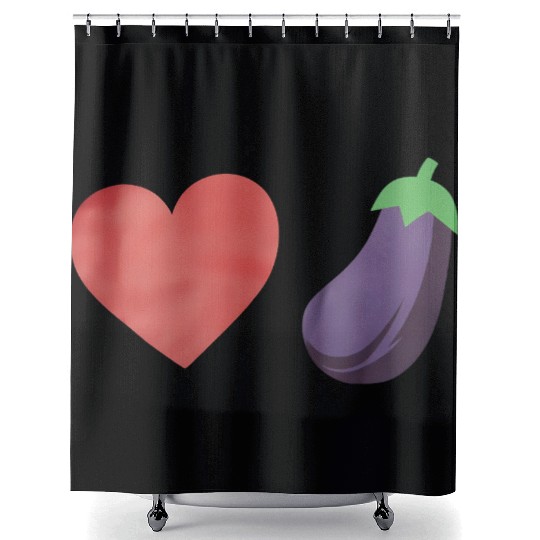 Love Eggplant Funny Gay LGBTQ Pride Shower Curtains