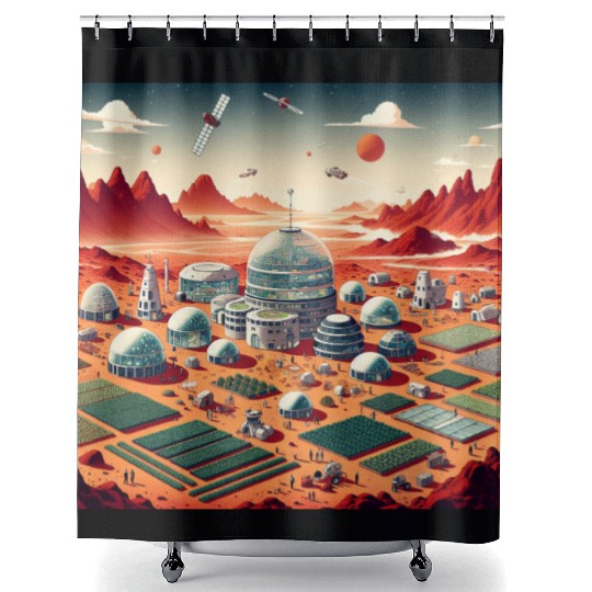 Town on Mars Shower Curtains