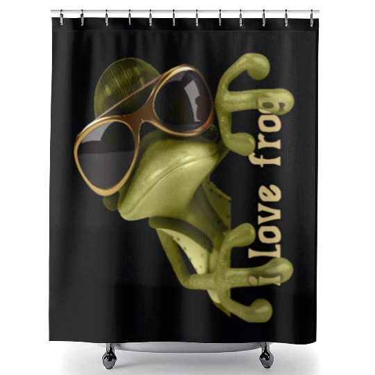 i love frog funny frog design Shower Curtains