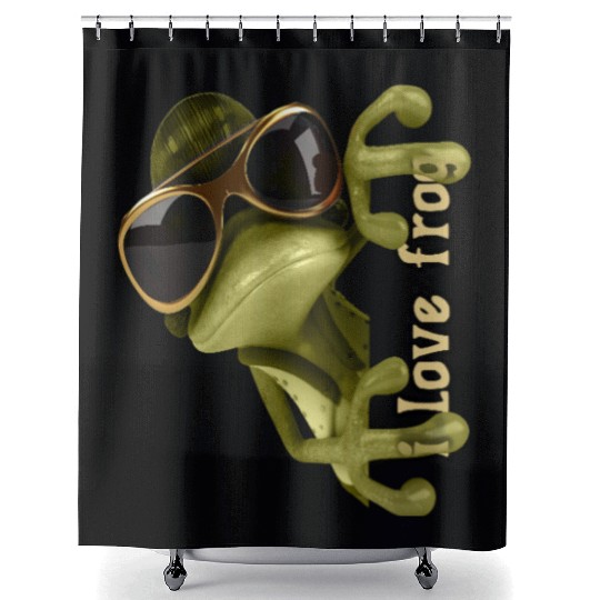 i love frog funny frog design Shower Curtains
