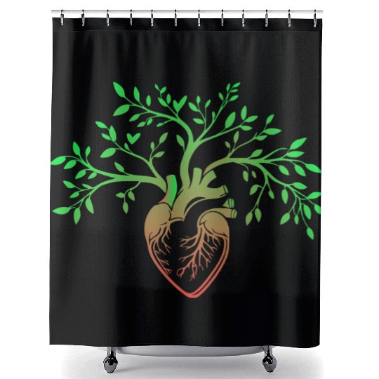 Nature-Inspired Anatomical Heart & Tree Design Shower Curtains