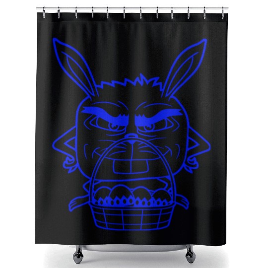 Easter Bunny Eggs Basket Evil Eye Dangerous Smile Shower Curtains