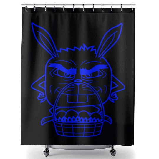 Easter Bunny Eggs Basket Evil Eye Dangerous Smile Shower Curtains