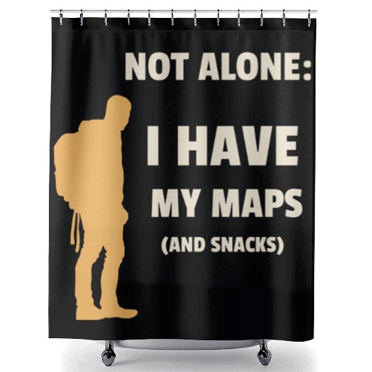 Solo traveler: I have my maps and snacks Shower Curtains