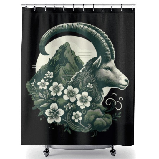 Capricorn Zodiac Sign - Mountain Goat Astrology Shower Curtains