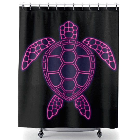 Hot Pink Neon Lava Sea Turtle Design Shower Curtains