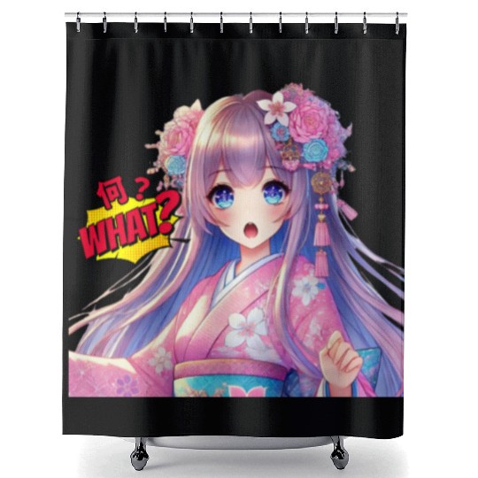 Kawaii Kimono Girl Shower Curtains